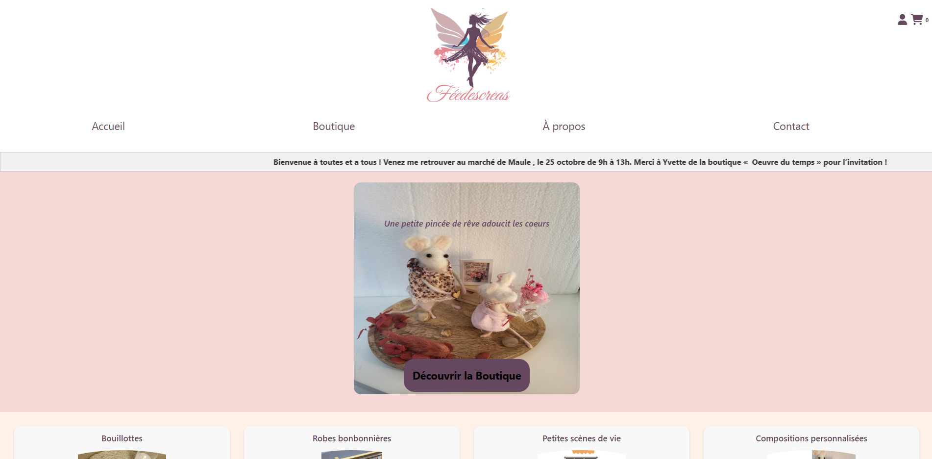 Site e-commerce d'une créatrice de petites scènes de vie